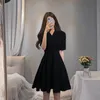 Casual Dresses GOOHOJIO 2021 Höst Bow-knot Dress Ladies V-Neck Oversized M-4XL Strap Short Sleeve Hög midja Röd för Kvinnor