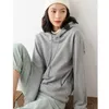 Sweatshirt Women Spring and Autumn Thin Hooded Pullover Loose Top Casual Sports Jacket Black 201203