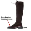 Meotina Vinter Knä Höga Stövlar Kvinnor Naturligt Äkta Läder Flat Lång Stövlar Zipper Round Toe Skor Ladies Höststorlek 34-39 210608