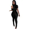 Kvinnor Tre Piece Suit Crop Top Legging Set Sexig Hollow Out Kortärmad Pencli Pants Outfits Night Club Party Ladies Casual Clothing