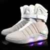 7ipupas Boots for Men,Women,USB Rechargeable Glowing Shoes Man Winter Boots Party Shoes Cool Soldier Boots Back to Future 211020