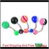 Wholesale Promotion 110Pcs Mixed Models/Colors Body Jewelry Set Resin Eyebrow Navel Belly Lip Tongue Nose Piercing Bar Rings Rmgen Qik1G