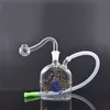 New Square Glass Oil Burner Bong Water Pipes with Recycler Mini Dab Rig Hand Bongs with 10mm Male Oils Burners Pipe and Hose