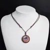 Hängsmycke halsband National Flag Necklace USA UK Kanada Frankrike Spanien Glas Trä smycken för män Kvinnor