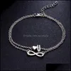 Anklets Boho Initial Anklet Heart Infinity Sier Color Ankle Bracelet On Leg Chain 26 Letter For Women Beach Foot Jewelry Drop Delivery 2021