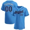 Custom Powder Blue Red-Navy Authentic Baseball Jersey