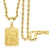 New Arrival Hiphop Alphabet A-Z Letter Necklace 18K Gold Plated Stainls Steel Rope Chain Initial Pendant Necklace