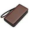 Men's Leather Wallet Large Capacity Double Zipper Men Clutch Bag Male Business Wallet