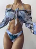2021 Nuova stampa Sport Bandeau Push up Bikini Marmo sexy Costume da bagno donna Vita alta Costumi da bagno Donna Costume da bagno Beach wearX0523