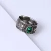 Italiaans design Thai Silver Tiger Head Green Emaille Ring Hoge kwaliteit Heren en Dames Mode Ring Festival Gift