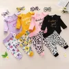 Jumpsuits 2022 Autumn Baby Children Girls Lavender Purple Long-sleeved Romper Three-piece Rose Trousers Headscarf