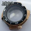 45mm rose gold watch case sapphire glass black bezel black chapter ring fit NH35 NH36 movement