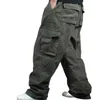 Pantaloni hip-hop a gamba larga da uomo Pantaloni cargo harem in cotone casual Pantaloni larghi larghi Streetwear Pantaloni da jogging taglie forti Abbigliamento uomo 211201