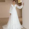 Простые сексуальные слоеные рукава шифон Boho свадебное платье свадебные платье для свадебных платье-шеи Ruched Usoft Eraw поезда Особые случаи платья на заказ DESTIDO de Noiva