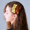 Vintage Pleated Pu Leather Colorful Side Bangs Clip Barrettes Rectangle Hairpin for Women Girls Hair Accessories