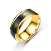 Nuovi anelli di rilevamento della temperatura intelligenti Hip-hop pleocroismo acciaio al titanio indicatore di temperatura a cambiamento di colore lettere degli amanti coppia anello di gioielli