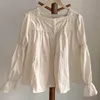 Kantblouse Vintage Vrouw Shirts Herfst Lange Mouwen Vrouwen Blouse Solid Chic Cardigan Stitching Koreaanse kleding Blusas 10955 210527