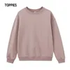 Toppies Blanc Sweats Femme Solide Couleur Pulls Femme Pulls Ras Du Cou Tops Lâche Vêtements 210805