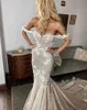 Berta 2021 Sexy Off Ombro Sereia Vestidos de noiva Lace 3D Applique Sweep Train Backless Made Made Bridal Vestidos BC5113
