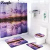 Zeegle Cat Cat Tair и занавески для душа набор пейзаж туалет коврик для туалета Ванная комната набор из микрофибры туалетная крышка туалета