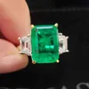 OEVAS 100% 925 Sterling Silver Created Emerald Wedding Rings For Women Top Quality Engagement Party Fine Jewelry Gift 211217