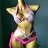 Vacances Cristal Bikini Ensemble Diamant Maillots De Bain Strass Maillot De Bain Bling Stones Maillot De Bain Beachwear Femme