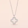 Clover Necklace Female Korean Fashion Simple Lucky Grass Zircon Pendant Clavicle Chain Small Fresh Net Red Jewelry