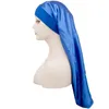 Nowe Długie Czapki Jedwabne Satin Prysznic Czapki Włosów Czapki Głowy Wrap Dopasowany Durag Ponytail Elastylity Cap Drug Fashion Beans Turban EWB7268