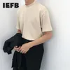 IEFB / abbigliamento da uomo moda estiva tinta unita dolcevita manica corta maglietta per uomo e donna top casual stile coreano 9Y969 210716