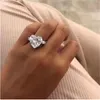 Anillo de compromiso femenino de lujo, Plata de Ley 925, anillos de boda con diamantes grandes para fiesta, regalo de joyería nupcial para mujer