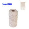 Fil de vêtements 2/3/4/5/6mm coton macramé corde cordon torsadé Beige naturel avec ciseaux pour tapisseries faites à la main fournitures de tricot 50-200M