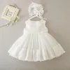 Girl's Dresses White Flower Lace Baby Baptism Dress For Girls 1 Year Birthday Princess Summer Christening Clothes Borns 3-24M