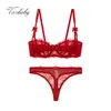 Briefes culotte varsbaby Noël de soutien-gorge rouge 1/2 tasse de string transparent lingerie sexy l2304