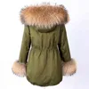 Maomaokong Natural Real Raccoon Fur Collar Women Coat Parkas Kvinna Vinter Kvinnors Jacka Polded S 211216