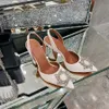 2024 Classic Fashion Glaides Sandals Lady Summer Sandalen Designer Metalen gesp. Grote maten Leer Dikke Bottom Hoge Heel met hoge hakken Dames schoen Bagshoe1978 0007