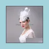 Fournitures de fête de fête Maison Jardin Style Blanc Élégant Complet Manuel Chapeaux Mariages Événements Tissu Filet Voiles De Mariée Business Cap Drop