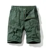 Män Sommar Solid Färg Casual Shorts Classic Pocket Micro-Elastic Fashion Twill Cotton Cargo Stor storlek 28-38 210713