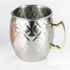 530ml 18oz Moscow Mule Mug Hammered Beer Tumbler Copper Plated Cup Cocktail Whisky Glass Coffee Bar Drinkware 18/8 Stainless Steel