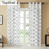 Topfinel Modern Tulle Curtain for Living Room Geometric Embroidered Sheer Curtain for Bedroom White Voile for Cafe Custom made 210712