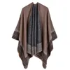 Basker etnisk bohemisk geometrisk stripform plus storlek imitation kashmir delad sjal mantel oändlighet halsduk designer kvinnor lyx