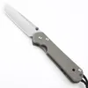 21st 포켓 접이식 나이프 D2 Tanto Point Stone Wash Blade CNC TC4 티타늄 합금 핸들 가죽 칼집