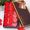 18 pcs Artificial Rose Floral Bath Batom Rosas Pétalas de Flores com caixa de presente para aniversários Aniversário casamento dia dos namorados wll692