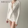 TWOTYLE blanc tricoté Cardigans femme col en V à manches longues taille unique pull mince pour les femmes mode vêtements automne 211011