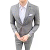 ( Jacket + Pants ) High-end Brand Boutique Fashion Plaid Mens Casual Business Suit 2 Pces Sets Groom Wedding Dress Performance X0909