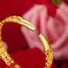 24KT Gold Bracelet Coin Bangles Fashion Woman Girl Birthday Wedding Gift Simple Push-pull