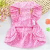 Dog Apparel 2021 Summer Cute Floral Pet Dress Vestidos For Small Dogs Princess Luxury Wedding Cats Clothes Pink/Blue