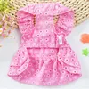 Vêtements pour chiens 2021 Été mignon Floral Pet Robe Vestidos pour petits chiens Princesse de luxe de luxe Chat de mariage Vêtements rose / bleu