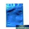 100Pcs/Lot Glossy Blue Aluminum Foil Flat Bag Zipper Grip Seal Tear Notch Reclosable for Food Snack Coffee Tea Storage