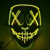 Halloween Horror Face Mask LED Gloeiende maskers 10 kleuren Purge verkiezingsmascara Kostuum DJ Party Light Up Masks Glow In Dark