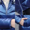 光沢のあるフード付きの取り外し可能な毛皮の襟の暖かいパーカー女性韓国の緩い長袖コットン - パッド入りジャケットトレンディな厚い冬のオーバーコート211008
